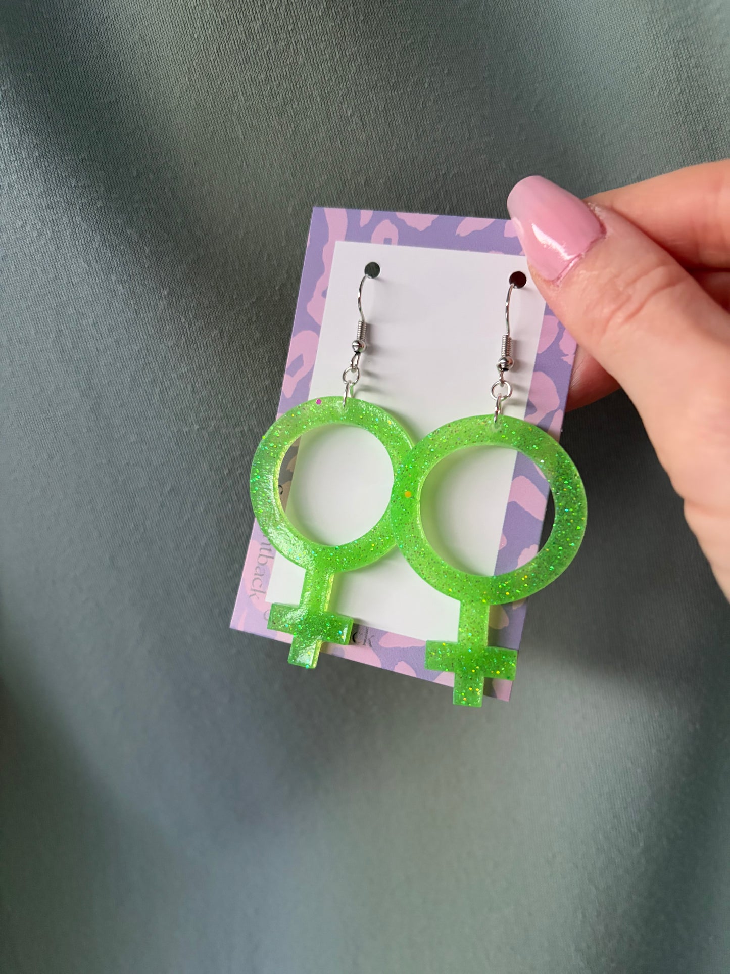 Grön Glittriga Kvinnotecken