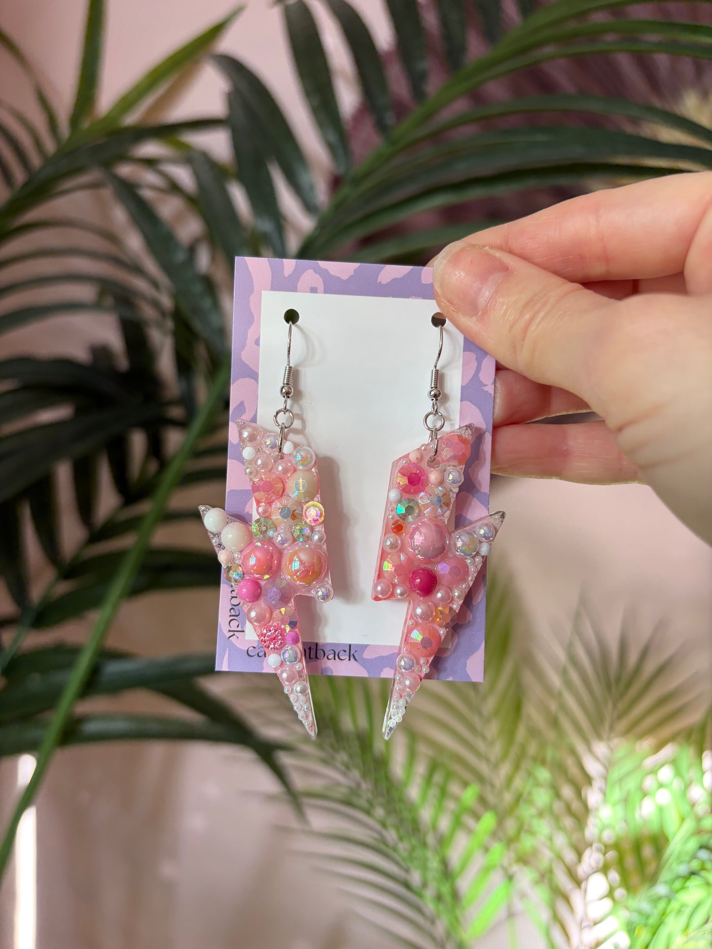 Rosa Blixtar med Rhinestones