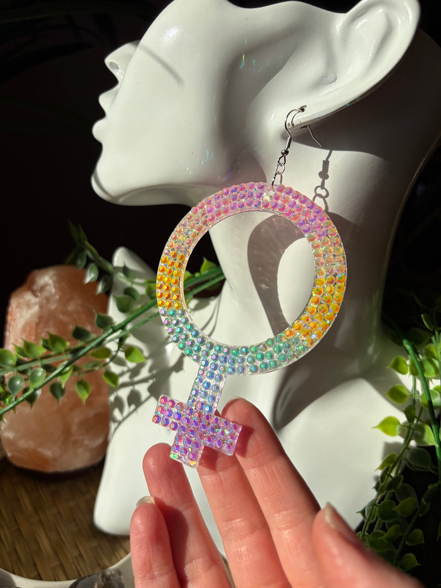 Feministiska Pride Örhängen med Rhinestones