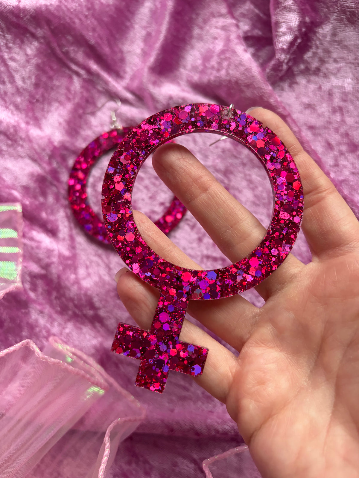 Glittriga Rosa Kvinnotecken - XL Storlek