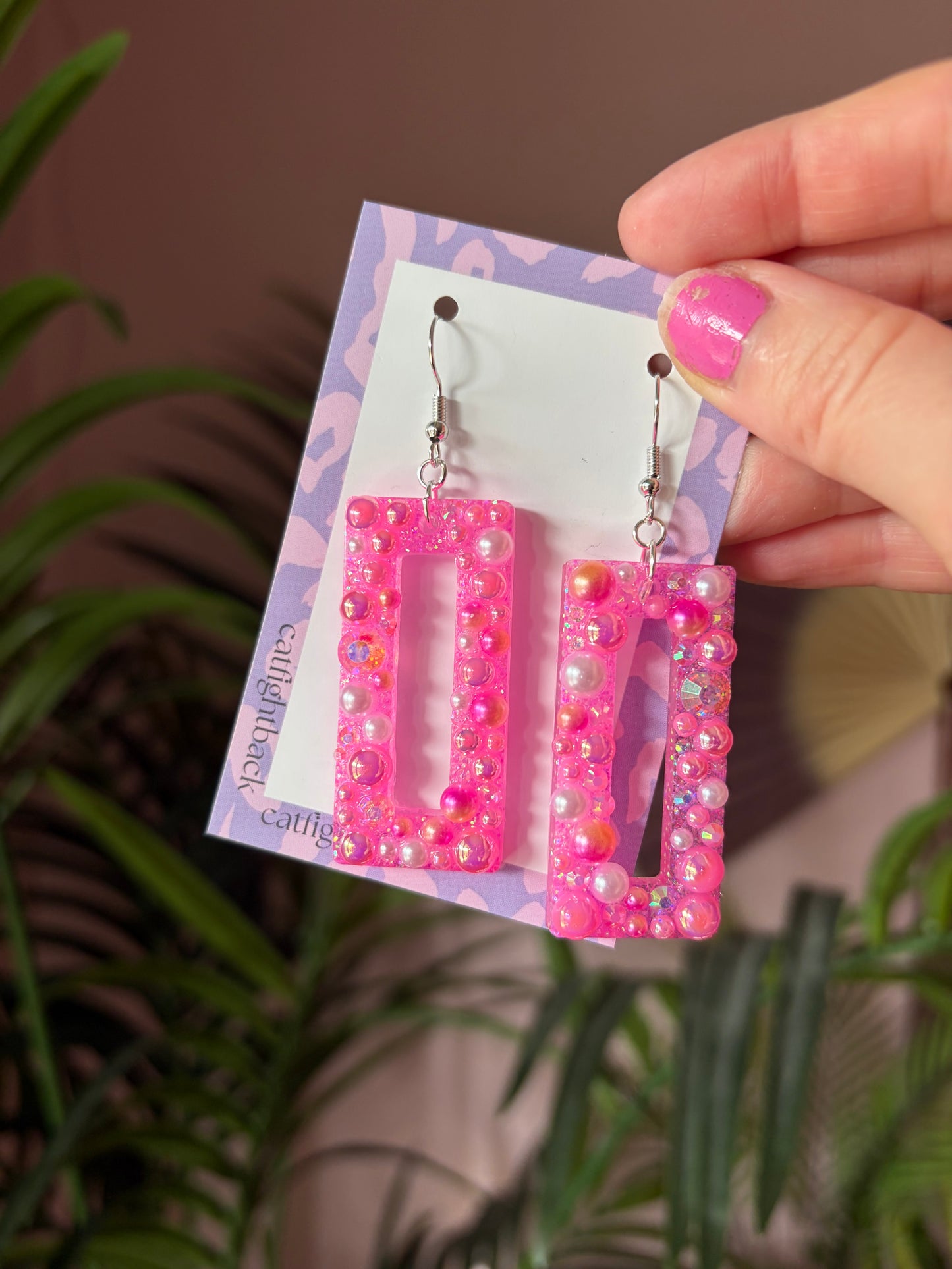 Rosa Örhängen med Rhinestones