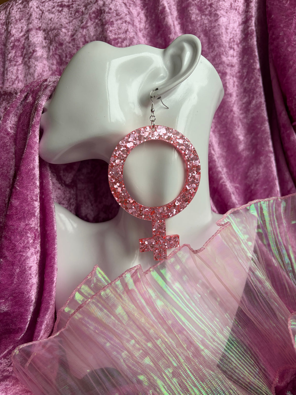 Glittriga Rosa Kvinnotecken - XL Storlek