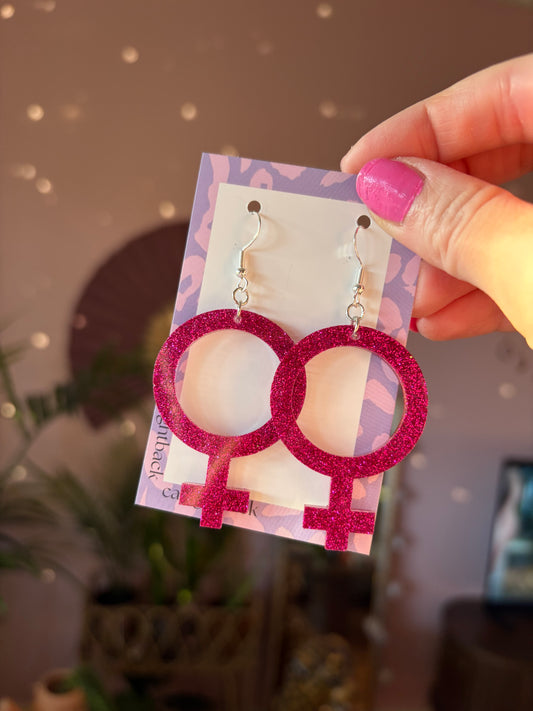 Rosa Glittriga Kvinnotecken