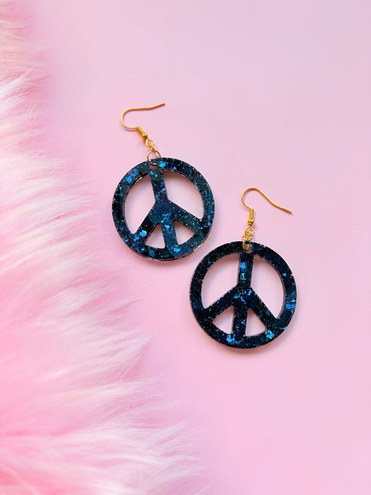 Glittriga Blå Peacetecken