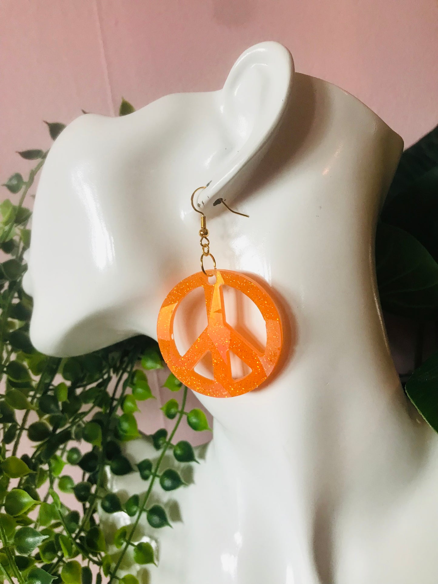 Orange Glittriga Peacetecken