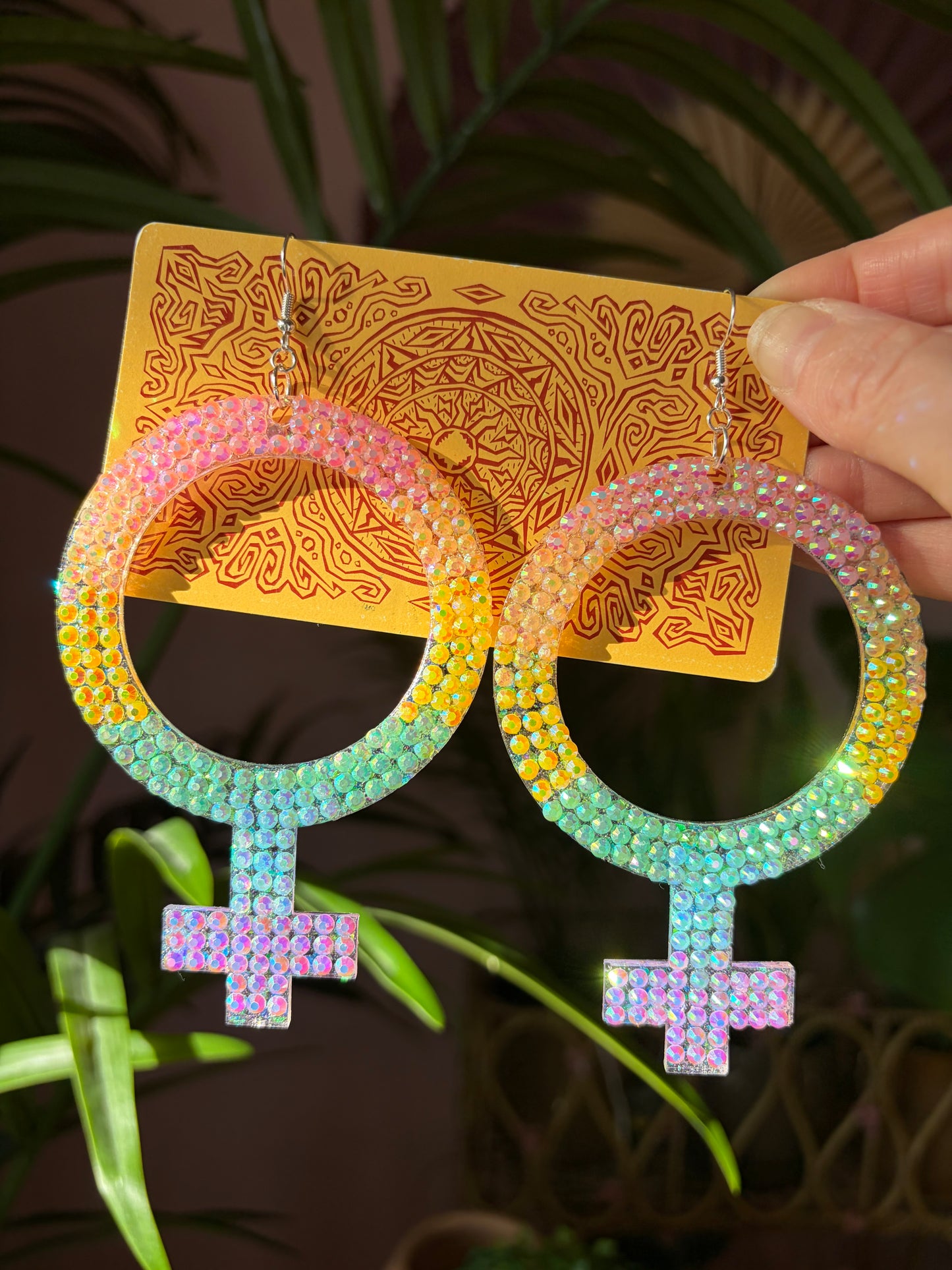 Feministiska Pride Örhängen med Rhinestones