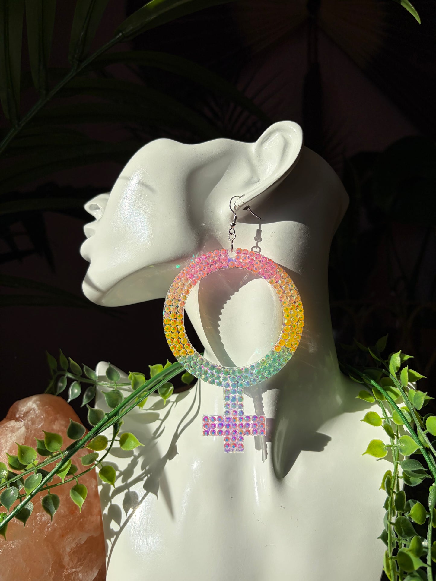 Feministiska Pride Örhängen med Rhinestones