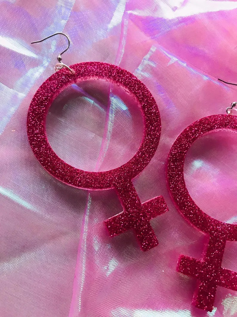 Glittriga Rosa Kvinnotecken - XL Storlek
