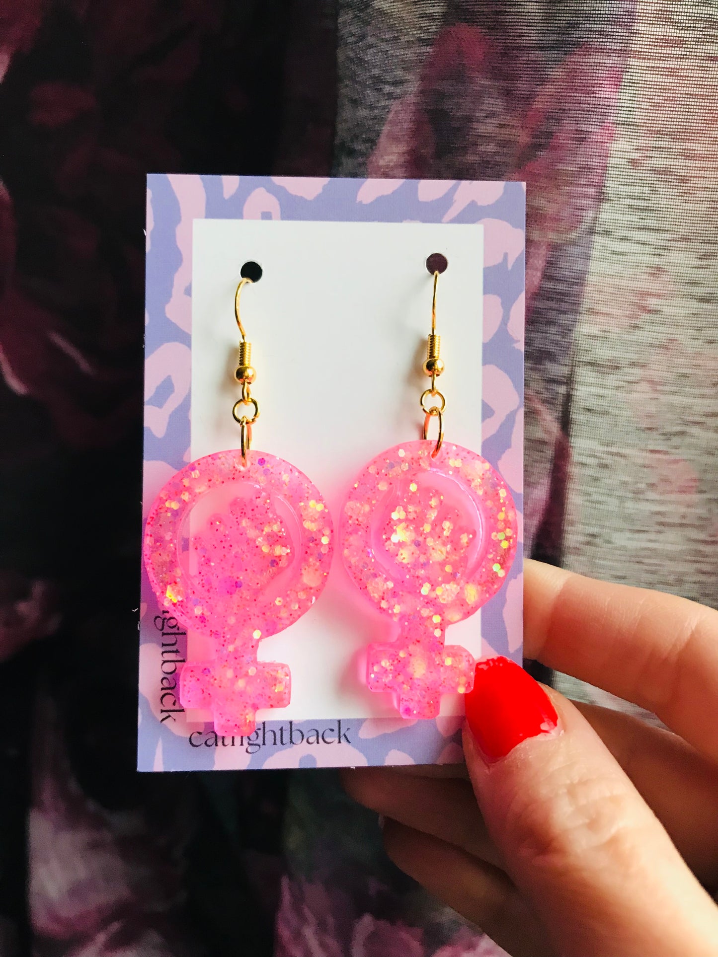 Rosa Glittriga Kvinnotecken - Knuten Näve