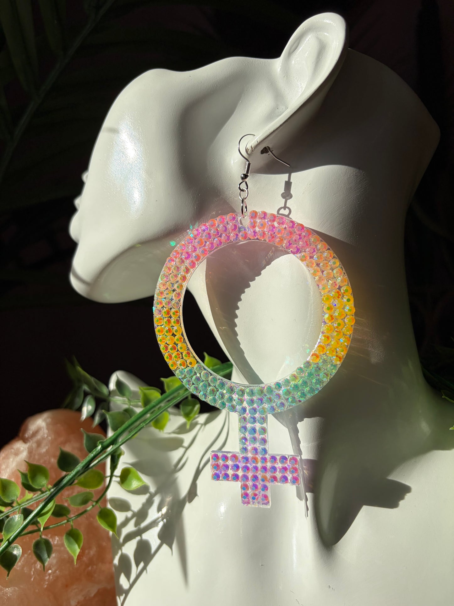 Feministiska Pride Örhängen med Rhinestones