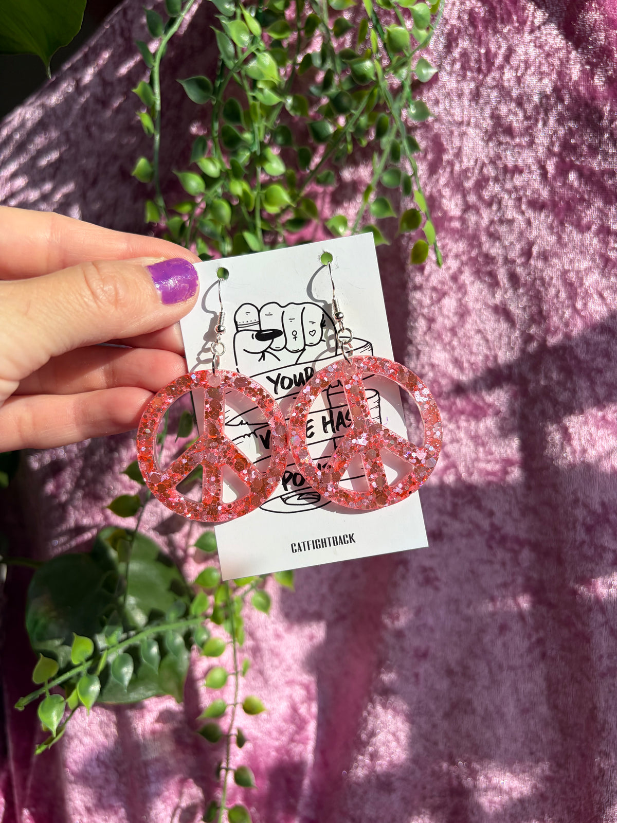 Glittriga Rosa Peacetecken