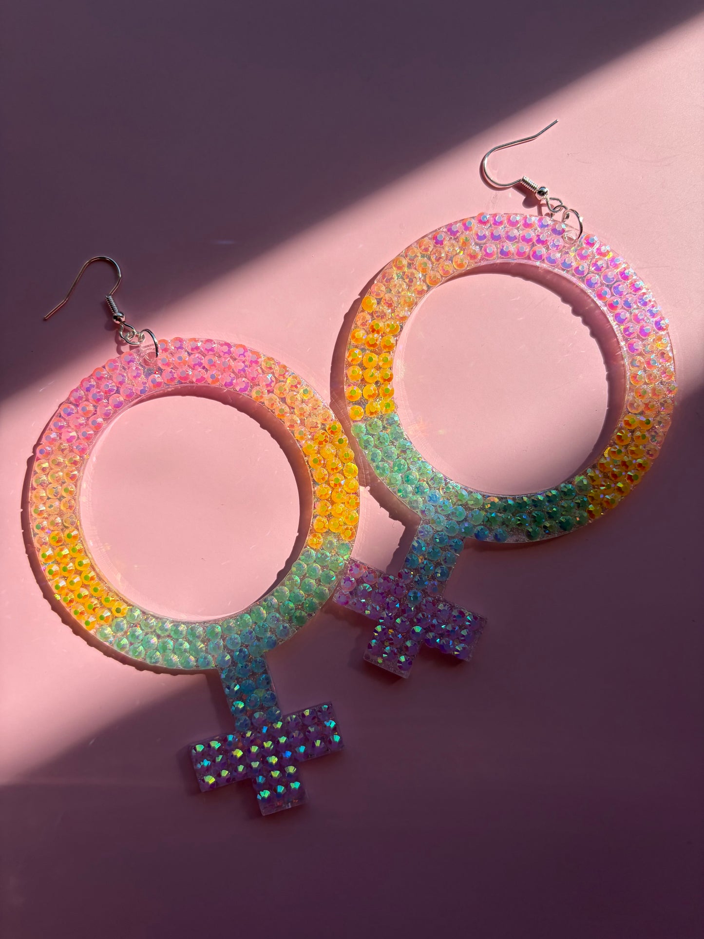 Feministiska Pride Örhängen med Rhinestones