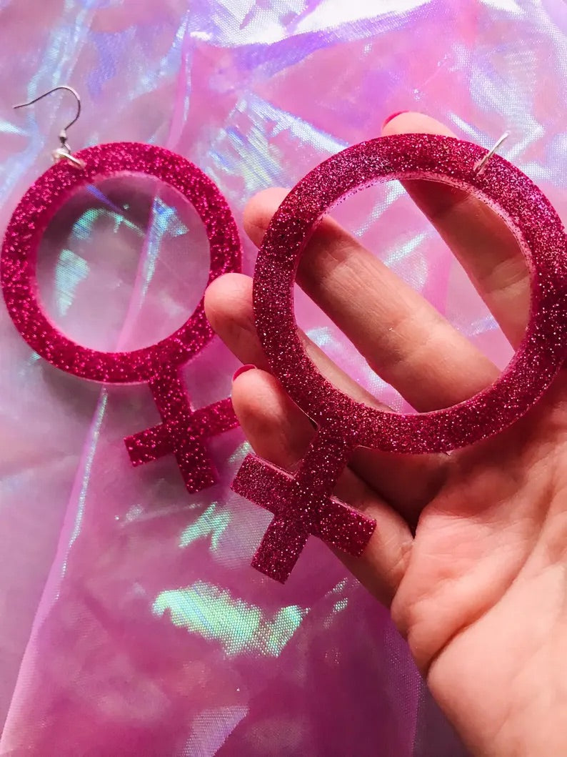 Glittriga Rosa Kvinnotecken - XL Storlek