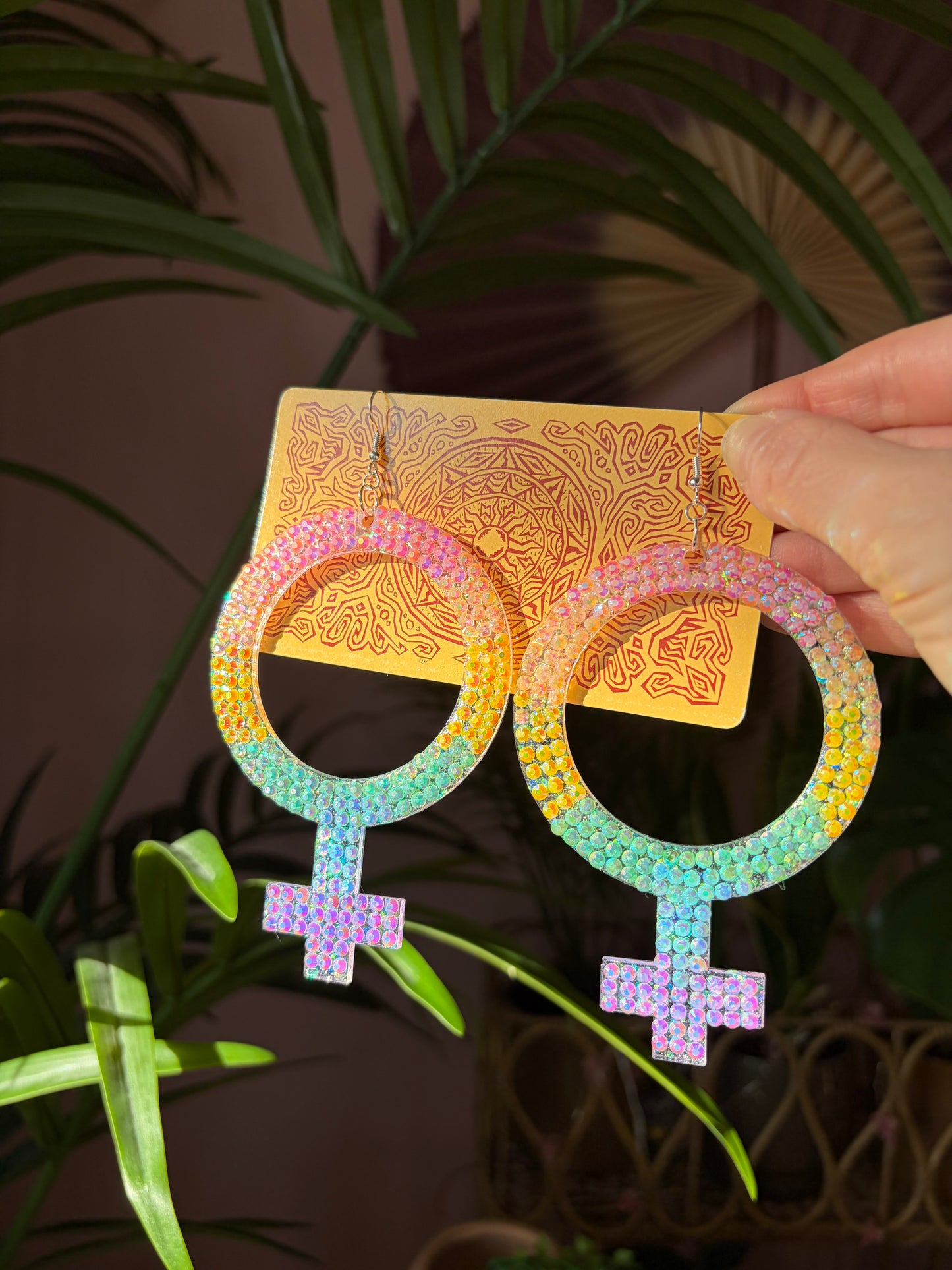 Feministiska Pride Örhängen med Rhinestones