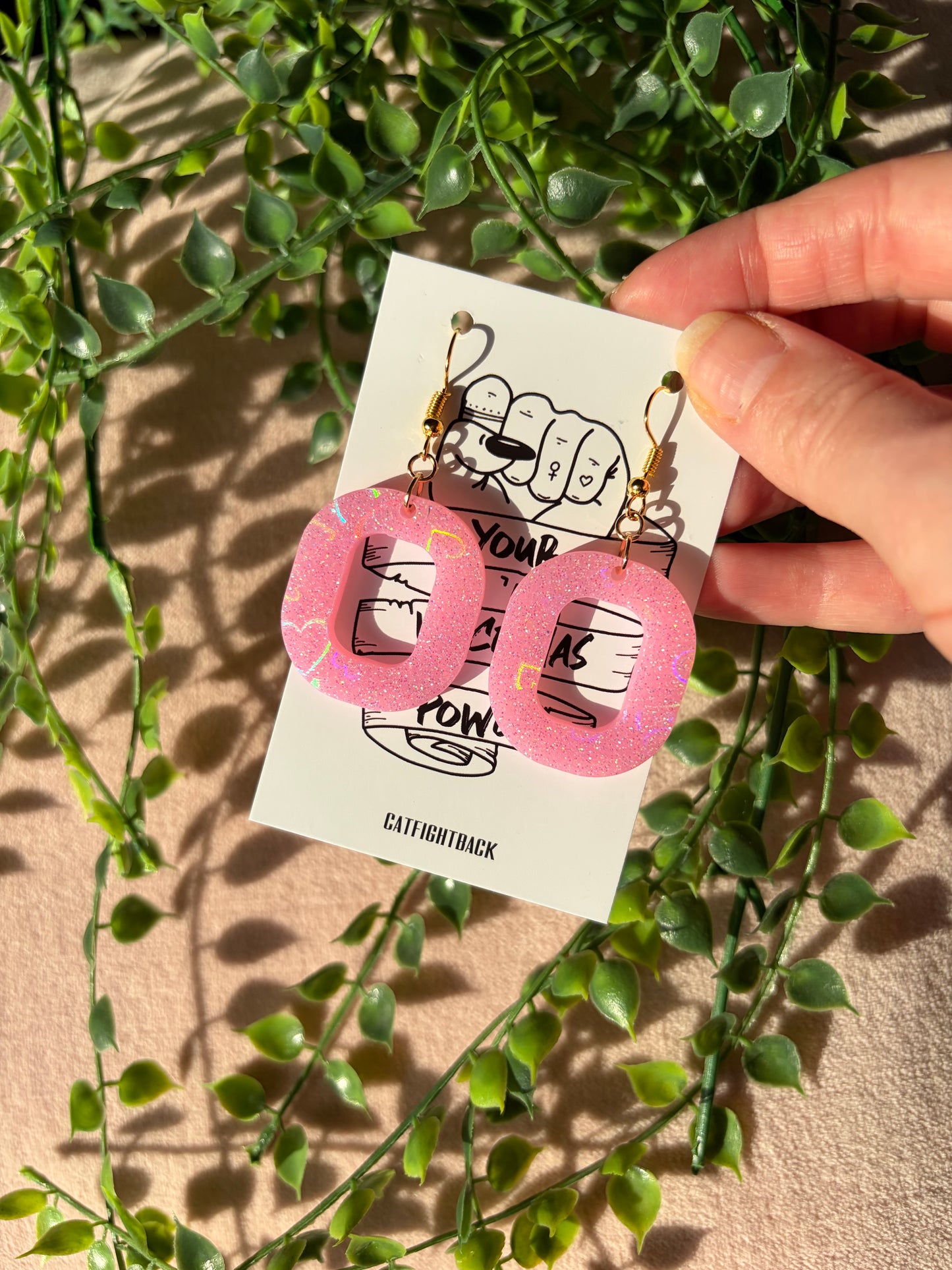 Glittriga Rosa Holo Örhängen