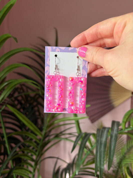 Rosa Örhängen med Rhinestones