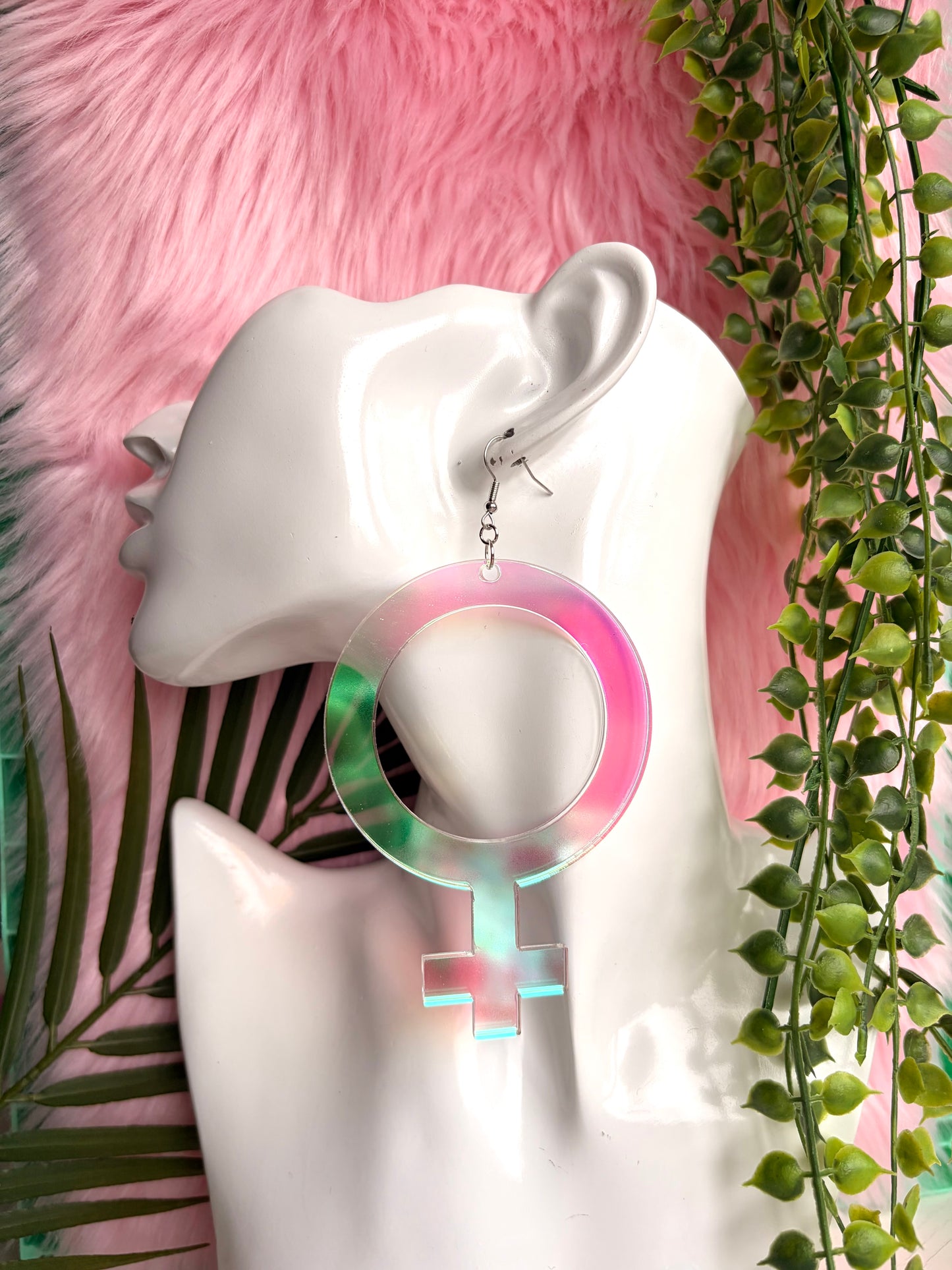 Clear/iridescenta Kvinnotecken i akryl - XL