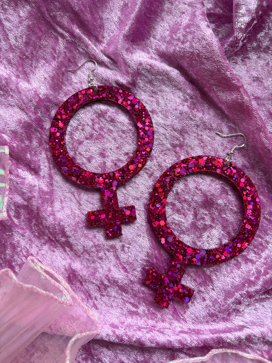 Glittriga Rosa Kvinnotecken - XL Storlek
