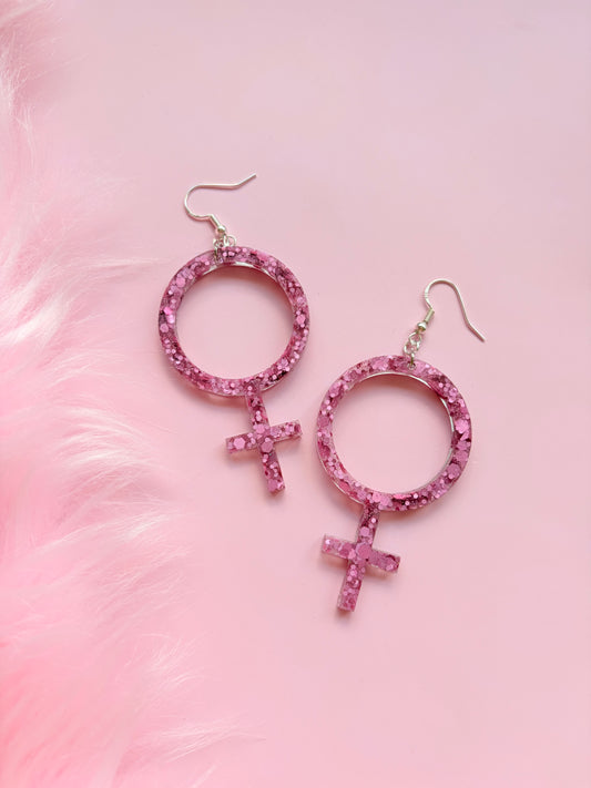 Glittriga Rosa Kvinnotecken