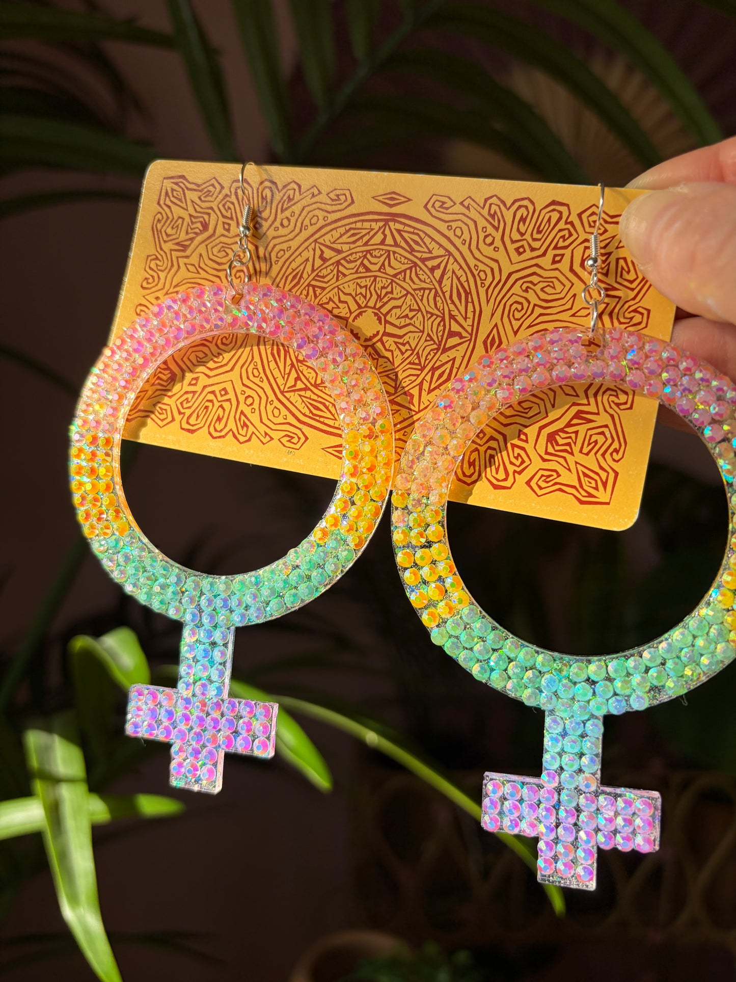 Feministiska Pride Örhängen med Rhinestones