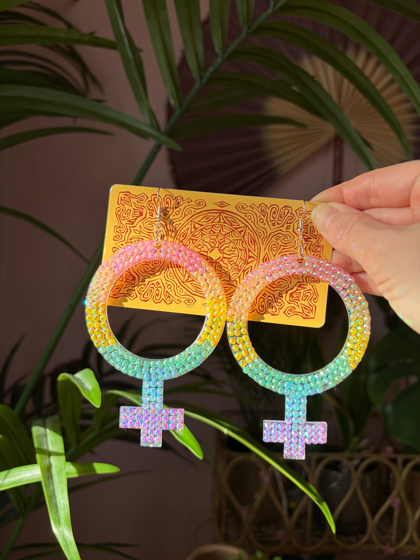 Feministiska Pride Örhängen med Rhinestones