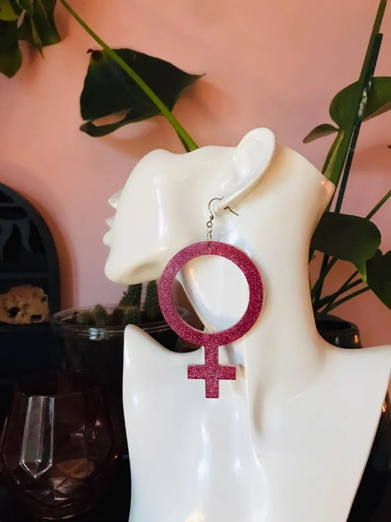 Glittriga Rosa Kvinnotecken - XL Storlek