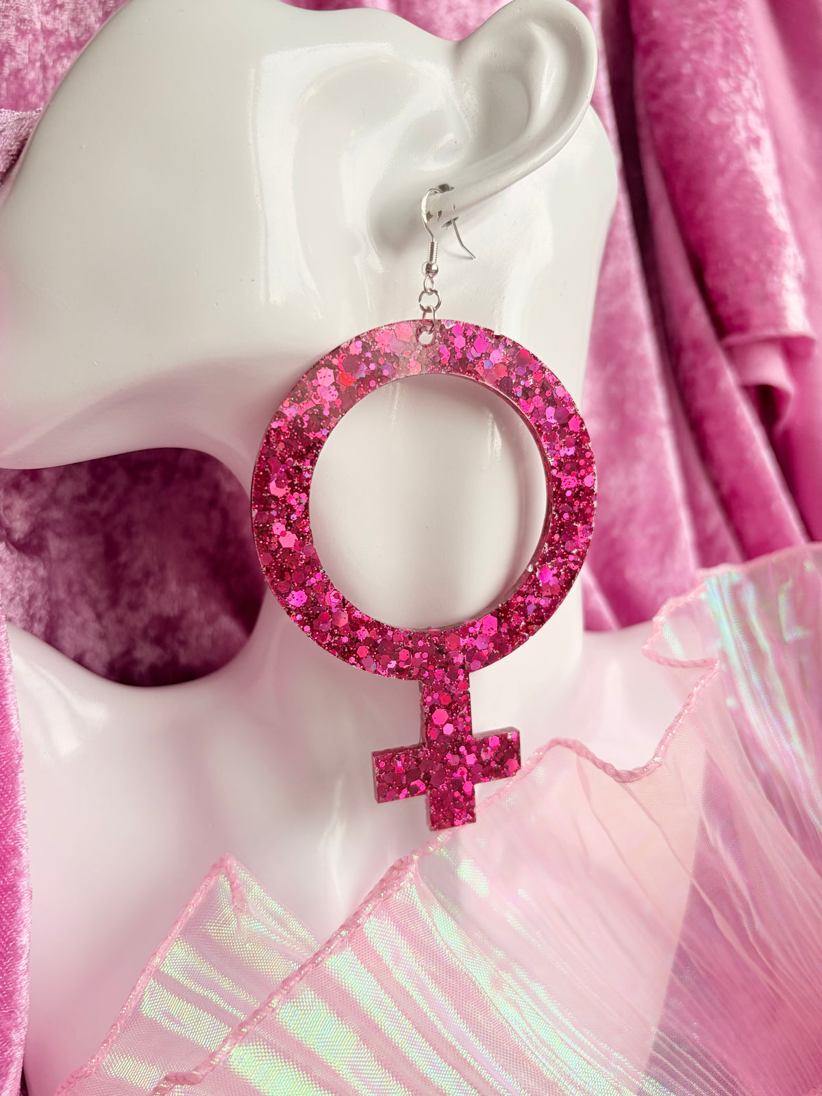 Glittriga Rosa Kvinnotecken - XL Storlek