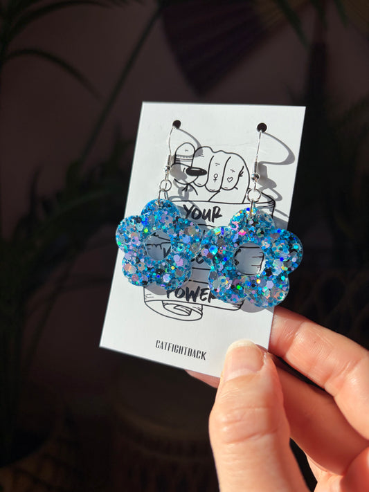Blå Glittriga Blommor
