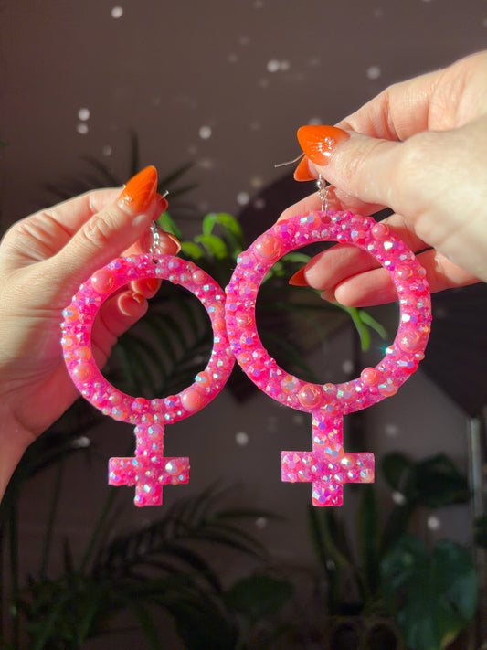 Glittriga Rosa Kvinnotecken med Rhinestones