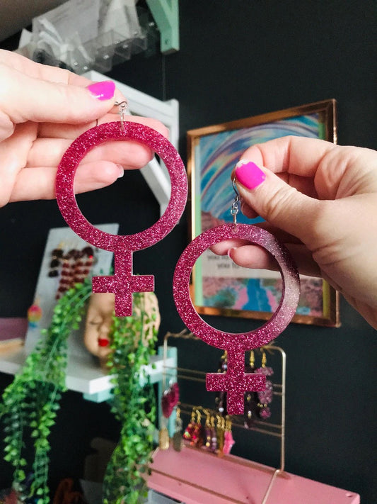 Glittriga Rosa Kvinnotecken - XL Storlek