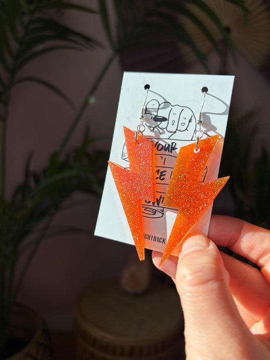 Orange Glittriga Blixtar