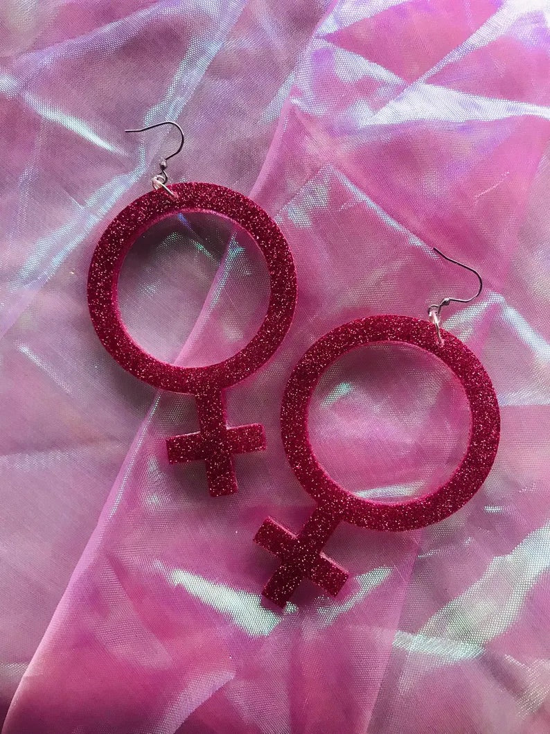 Glittriga Rosa Kvinnotecken - XL Storlek